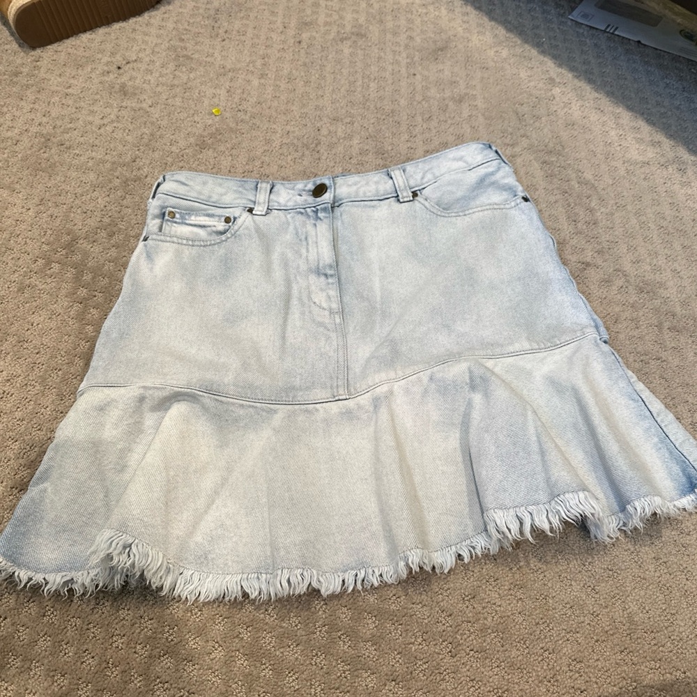 Michael Kors Blue Mini A-Line Peplum Denim Skirt Size 6